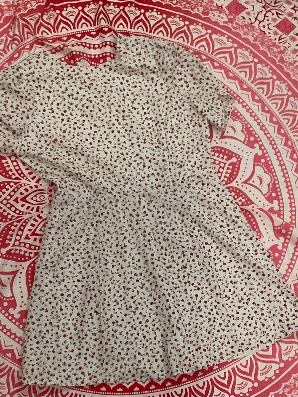 1. State White summer  Dress with Red Floral Print